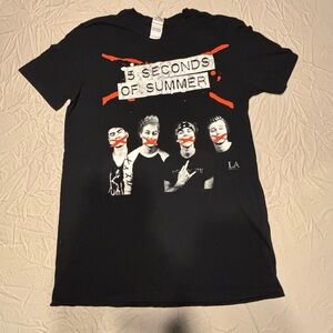 5 Seconds Of Summer Black Tee with Red Graphic Accents 2015